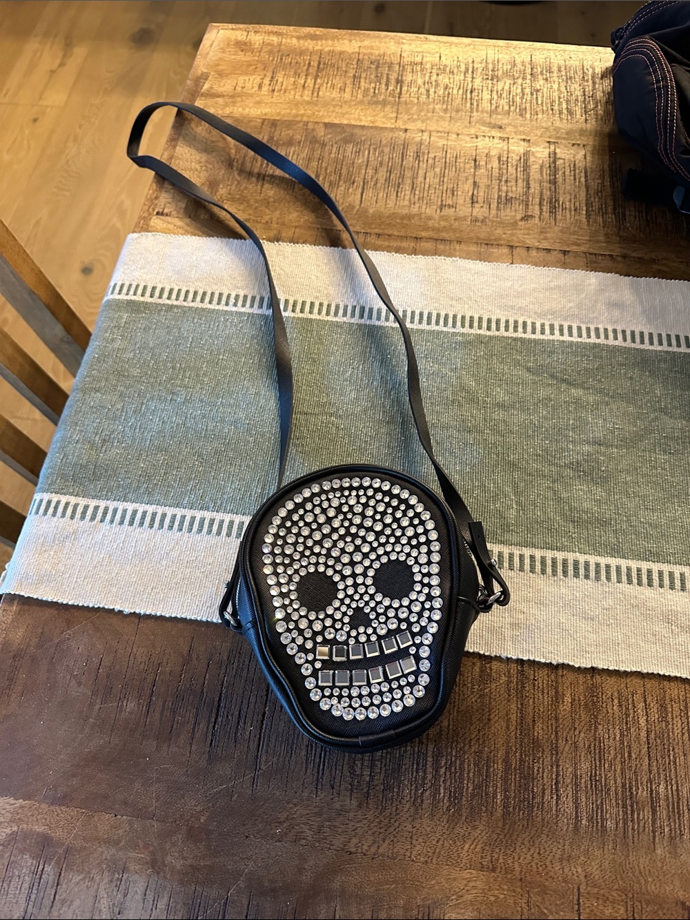 Black Studded Skull Crossbody Bag